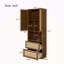 Lit double pleine grandeur en bois massif avec rotin Lit escamotable avec 1 tablette de rangement latérale, parfaite pour la chambre d'amis, pour la chambre à coucher, la chambre d'amis, le bureau personnel