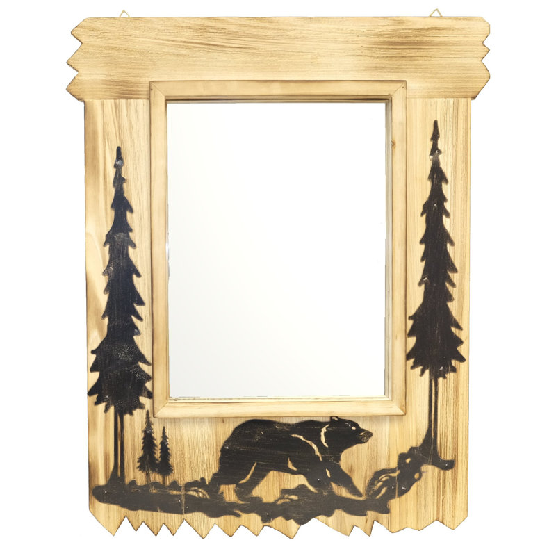 Tree and Bear Wooden Hanging Mirror
