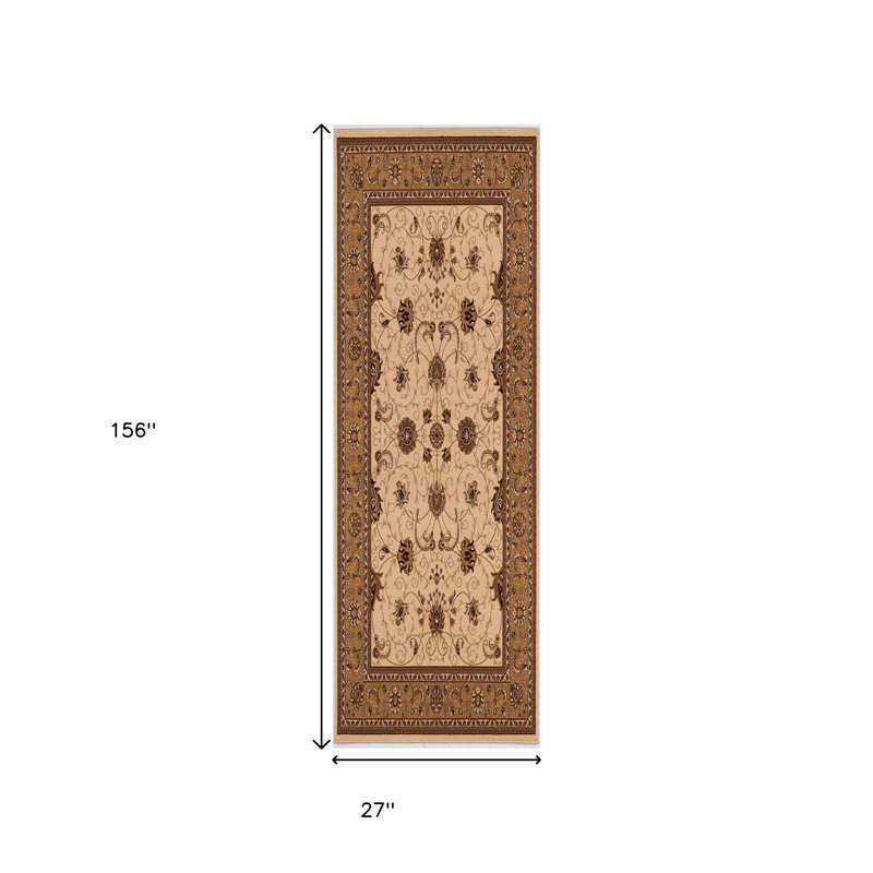 Tapis oriental crème Valerie, Tapis de couloir 2 pi x 13 pi