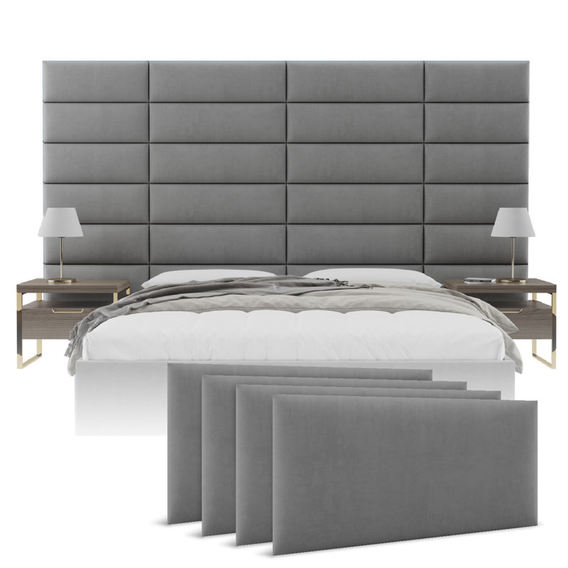 Sapan Upholstered Headboard, King, Micro Suede Charcoal Gray
