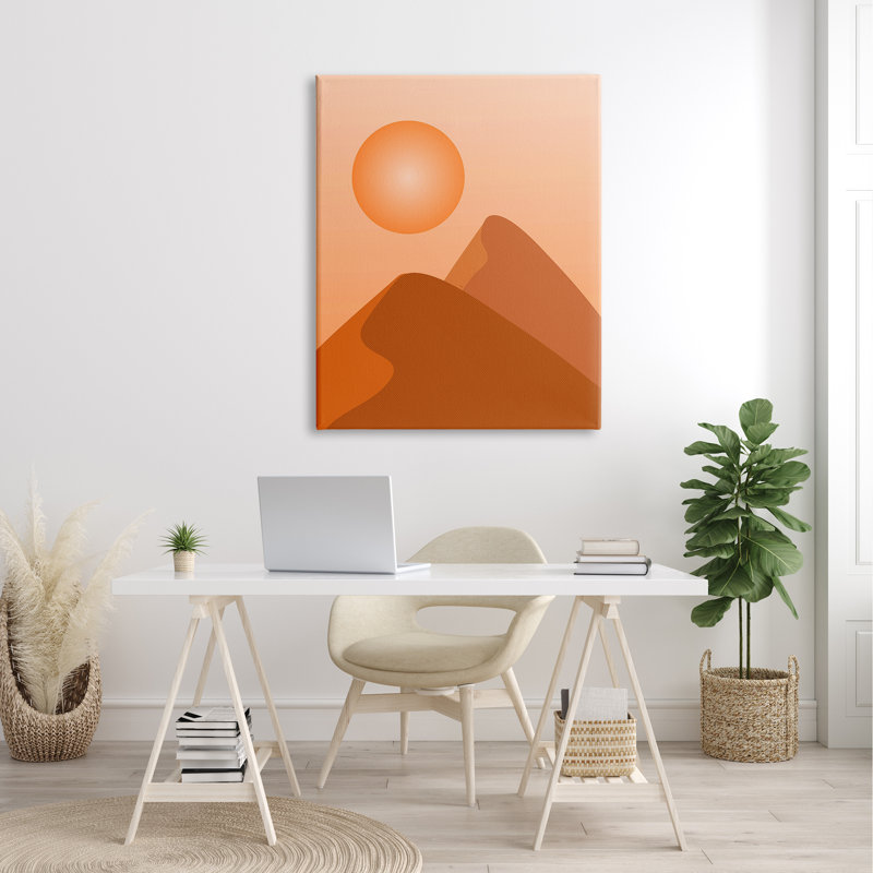 Sun dunes de sable brûlé, H 36 po x l 36 po x P 1,5 po, Plaque murale