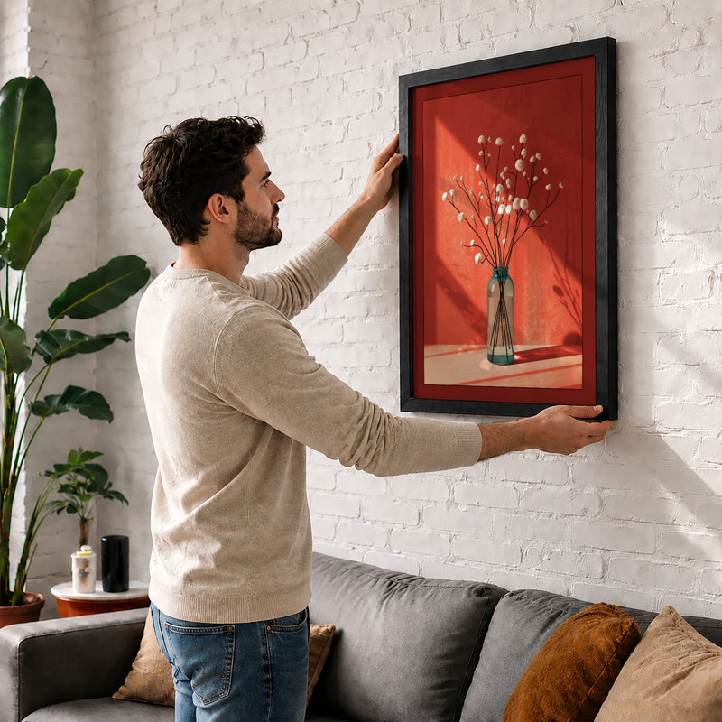 Shadow and Light Minimalist - Framed Print, A4 - 29.7 x 21.0 cm, Black