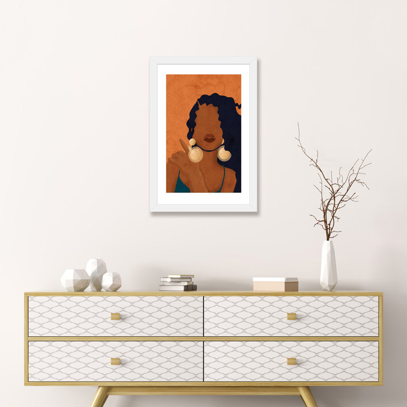 «Genesis» par Reyna Noriega - reproduction imprimée, H 24 po x l 16 po x P 1 po, Papier beaux-arts encadré blanc, Blanc mat