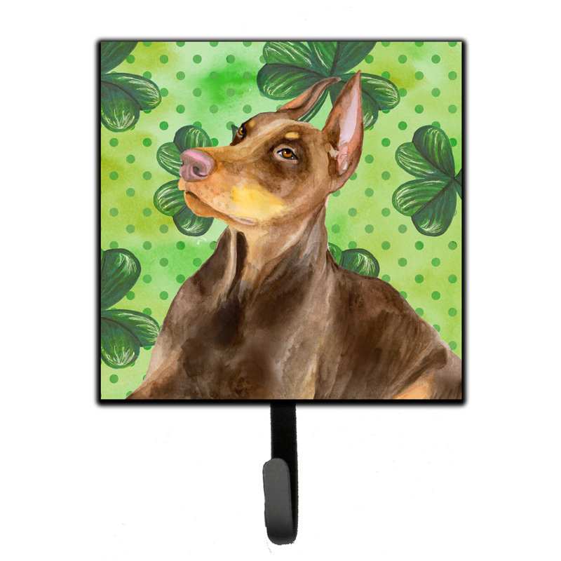 Organisateur de clés murales avec crochets clés st patrick terrier st patrick Markle, Brun / saumon / bleu, Doberman pinscher