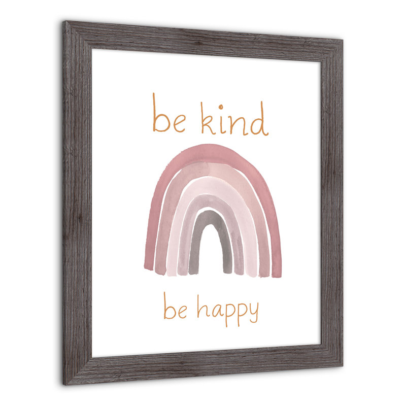 «Be Kind Happy», art encadré, H 24 po x l 20 po x P 0,75 po, Cadre gris