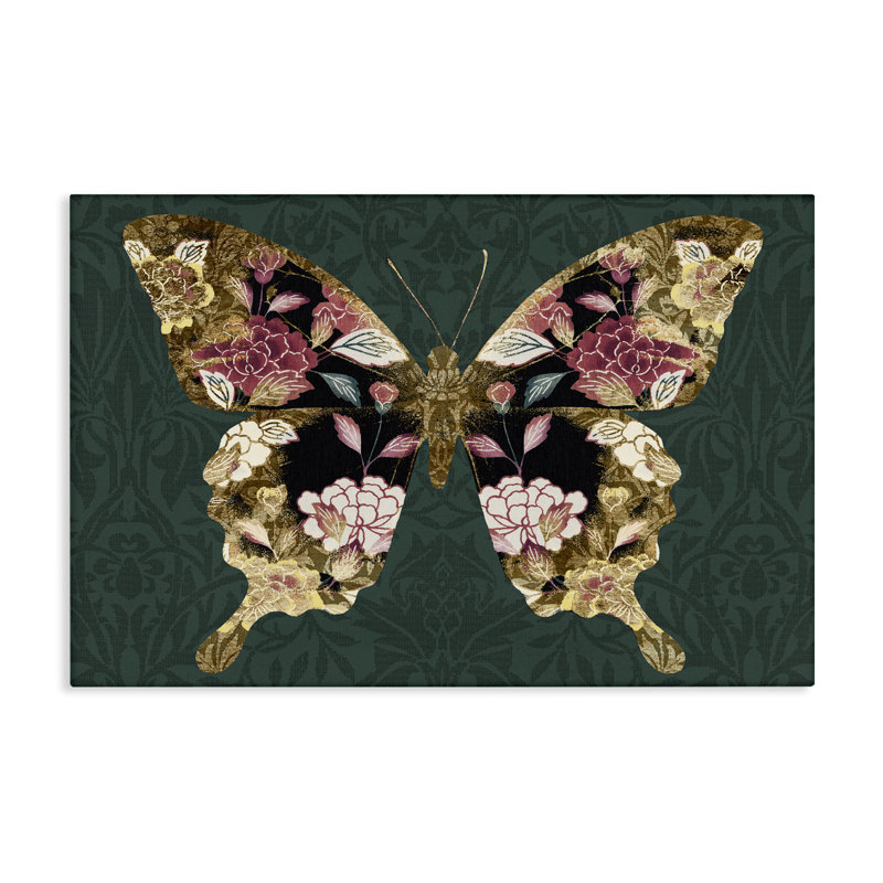 "Rococo Butterfly", art mural sur toile par Victoria Barnes, H 24 po x l 36 po