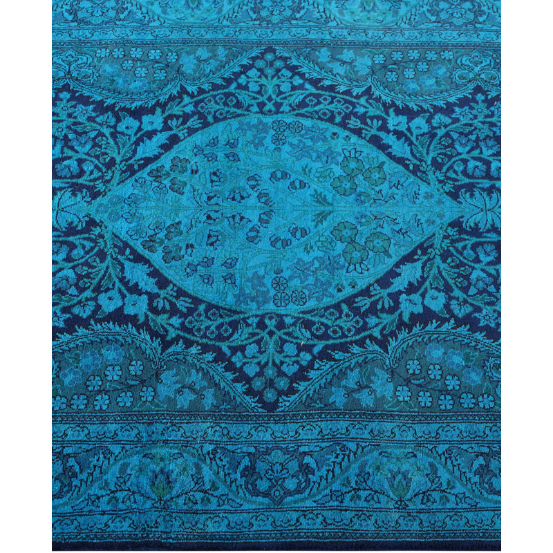 Overdyed Hand-Knotted Wool Modern-Contemporary Blue Area Rug 3' 3" x 5' 2"