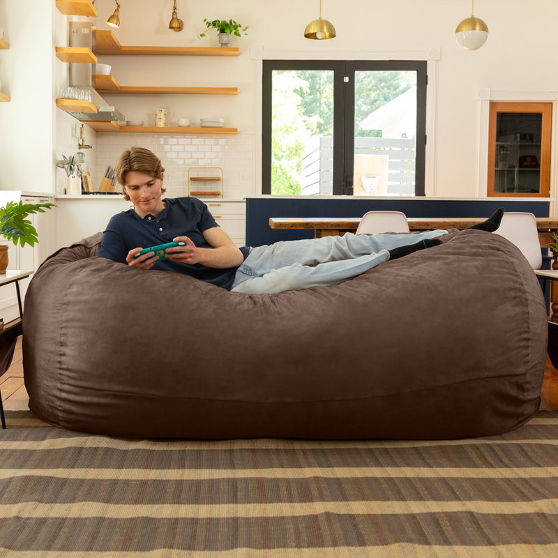7 Foot Giant Bean Bag Sofa, Chocolate Microsuede