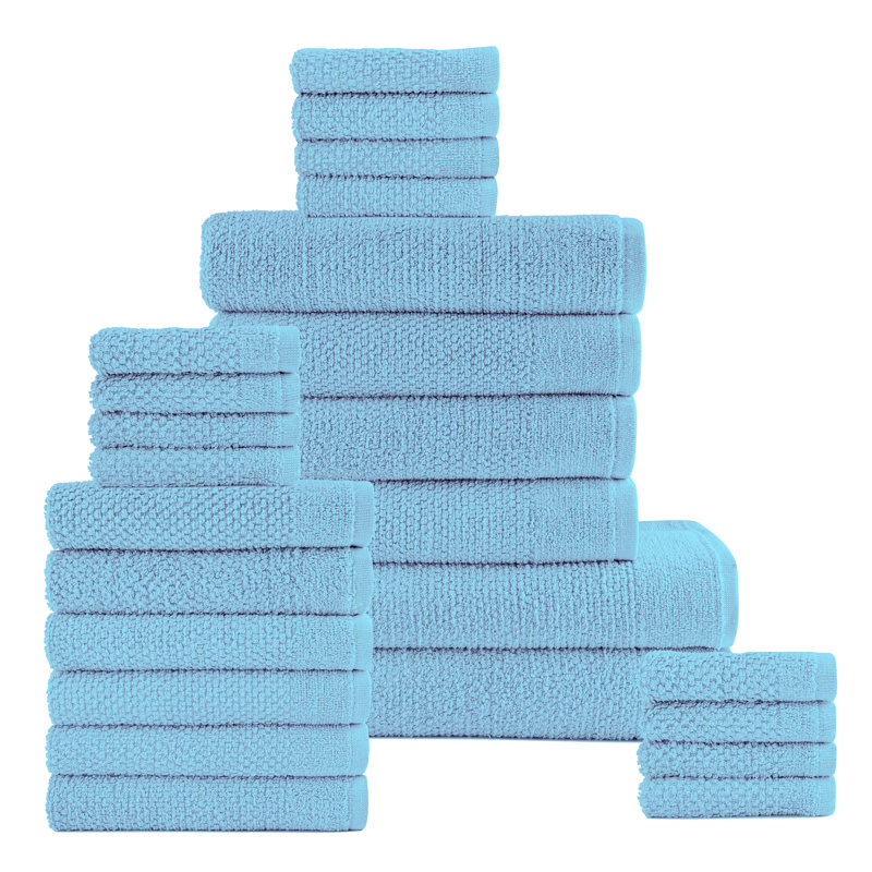 Ensemble de serviettes de bain en coton 24 pièces Dan River, Turquoise