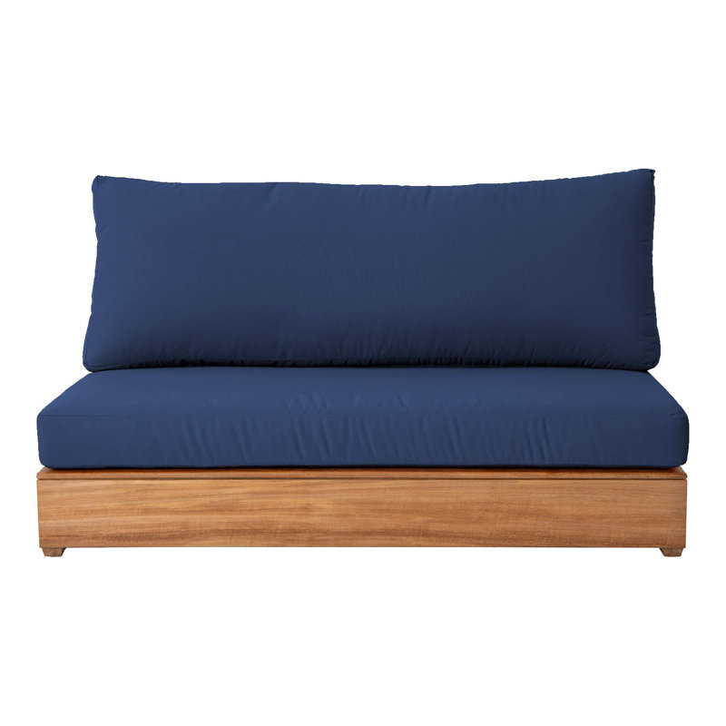 Arrindell 60'' Wide Rectangular Teak Patio Sectional with Sunbrella® Cushions, Navy