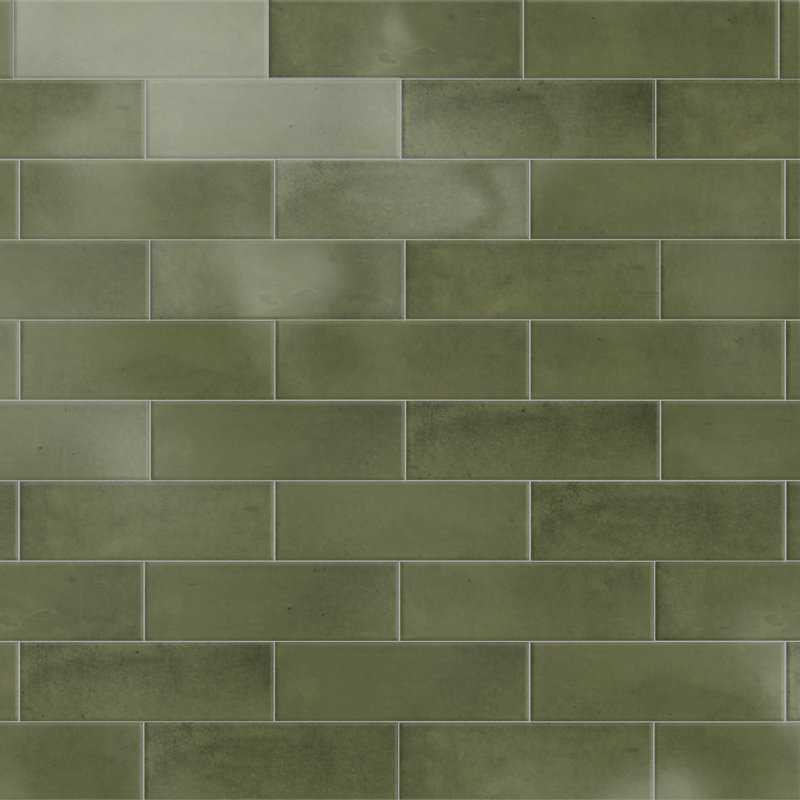 Coco 2" x 6" Porcelain Subway Wall Tile, Moss Verde