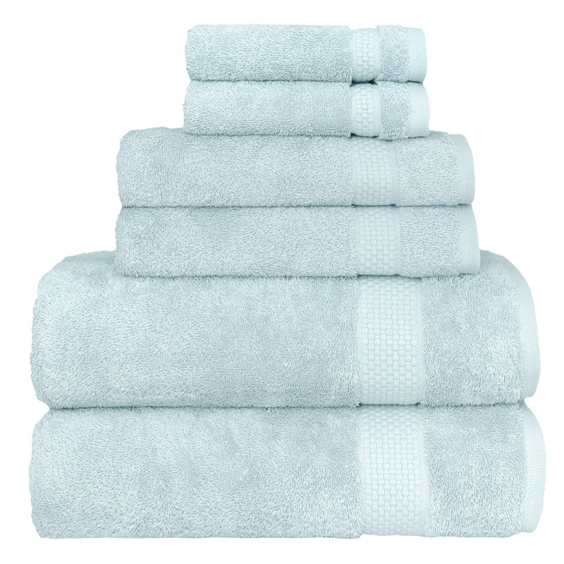 STARLIGHT 6 Piece Turkish Cotton Towel Set, Light Blue