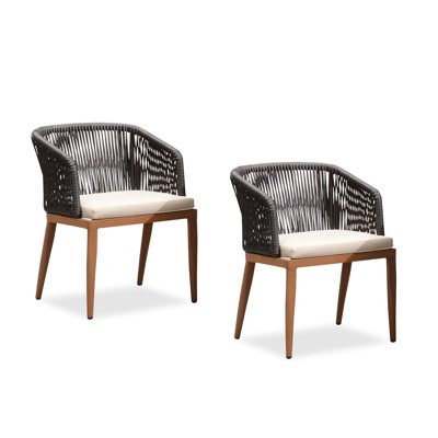 Fauteuil de patio mauve 2 pièces avec cadre et coussin en osier résistant aux intempéries