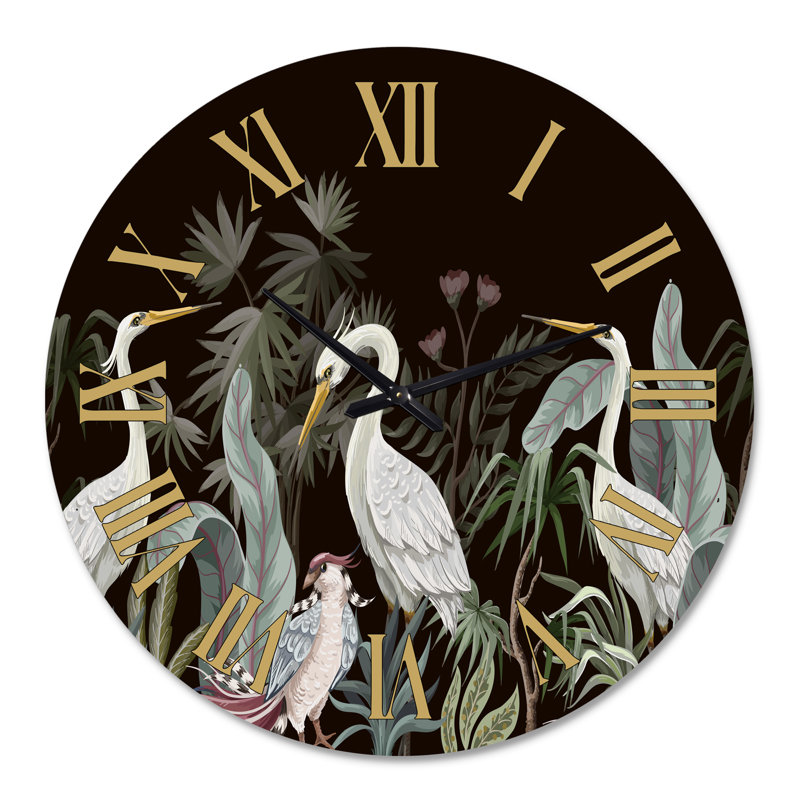 Horloge murale traditionnelle chinoise avec oiseaux et pivoines III, Surdimensionné