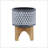 CERAMIC AZTEC PLANTER ON WOODEN STAND, GRAY-889359271
