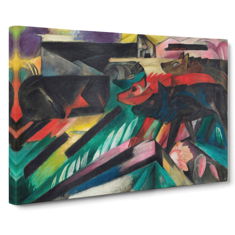 The Wolves by Franz Marc - Wrapped Canvas Painting, 50cm H x 76cm W x 3cm D
