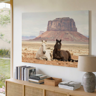 Toile, chevaux du désert serein, paysage équestre Canvastranquil, art mural, prêt à accrocher, galerie, décoration moderne