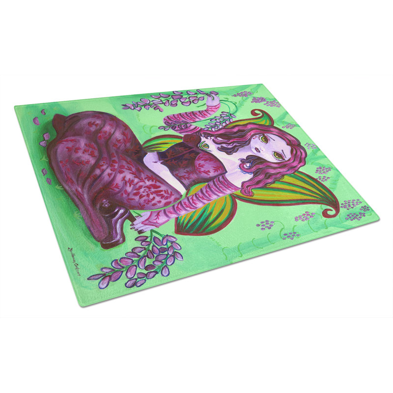 Caroline's Treasures Tempered Glass Fairy Lady Wisteria Cutting Board