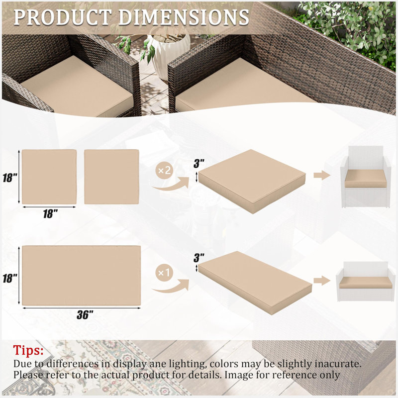 Outdoor Seat Cushions (Set Of 3), Sand