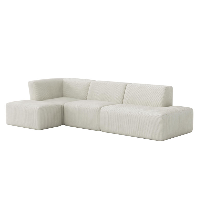 4 Seater Corduroy Seating Component, Beige Corduroy