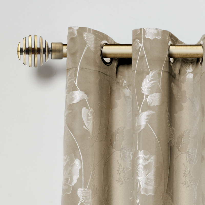 Metal Sliced Antique Brass Stainless Steel Adjustable 160cm to 300cm 2cm Single Curtain Pole, 1.2 - 2.1m, Antique Brass