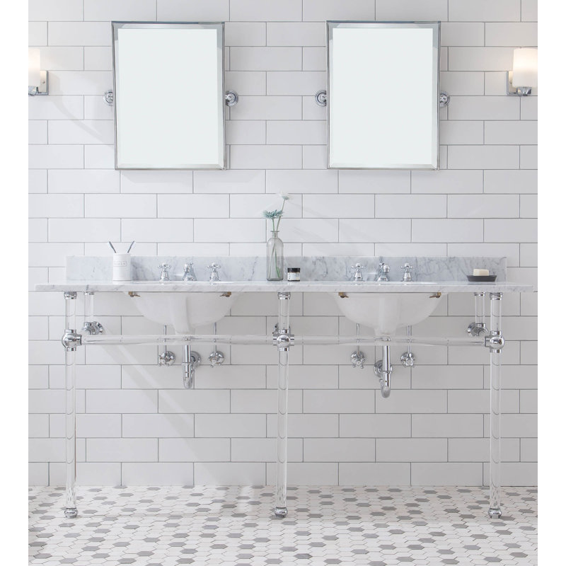 Empire Stone Oval Console Bathroom Sink with Faucet and Overflow, Chrome