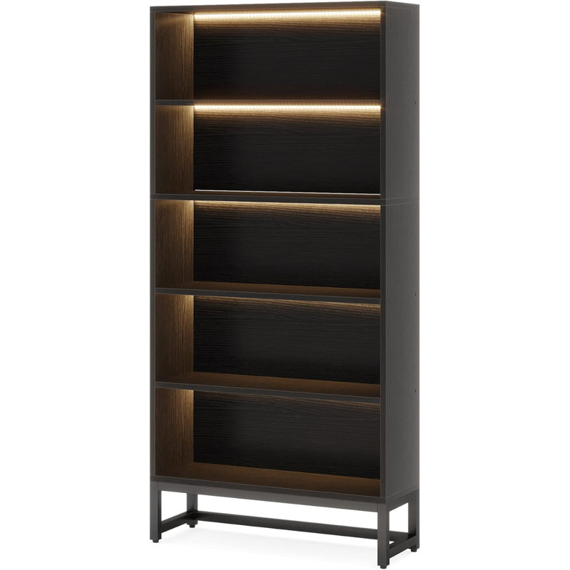 Duty Free-Standing Bookshelf Shelving Unit,White Display Case,70.8”, Black