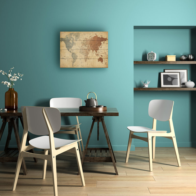 «Time Zone Map of the World», impression, Latte en bois, H 12 po x l 16 po x P 0,5 po