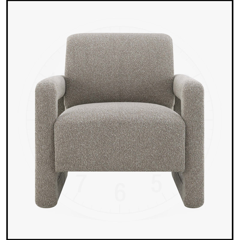 Fauteuil d'appoint en chenille gris Glenda avec ressorts ensachés et structure en bois robuste pour une assise élégante