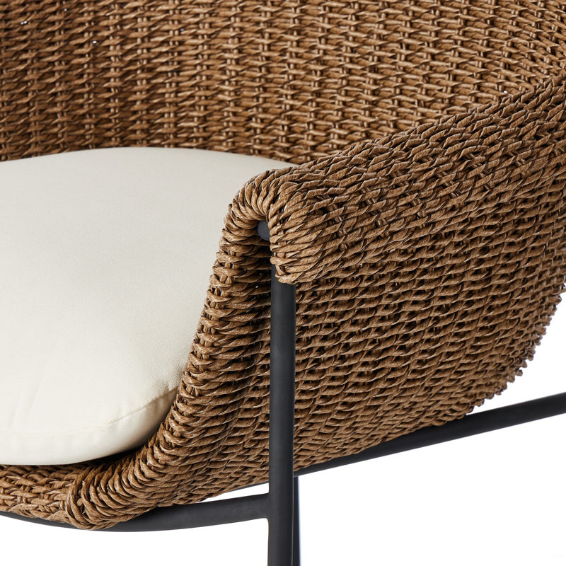 Suerte Outdoor Bar Stool, Black/Brown, Cream