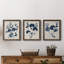 Bleu marine et feuilles de lin II - ensemble de 3 peintures sur toile encadrées-1524676181-1524676203