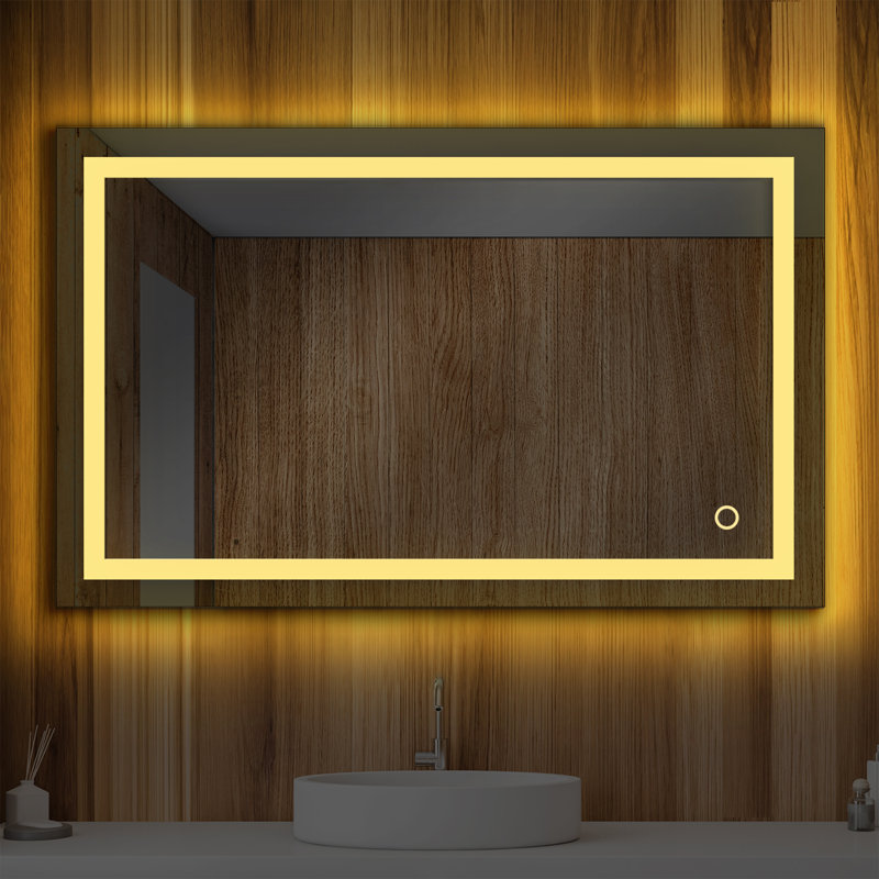 Lyra LED Lighted Bathroom Mirror with Defogger – Wall-Mounted Vanity Mirror with Adjustable Brightness & Color Temperature