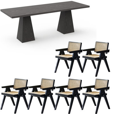 Ensemble de table de salle à manger en bois massif de style japonais
