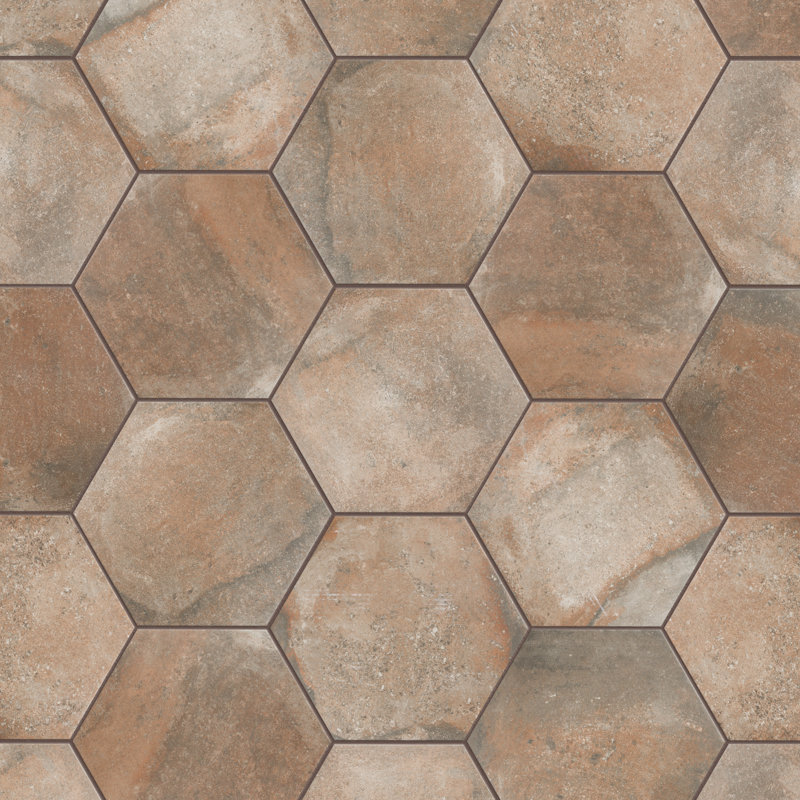 Carreau de porcelaine 14 po x 16 po Boston Ferro, Crème / brun / brun clair