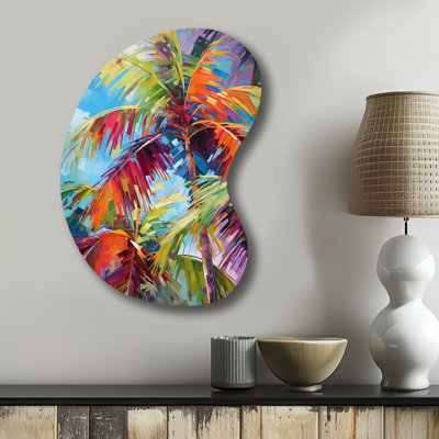 Conar - Irregular Shape Palms Metal Art, Asymmetrical Metal Wall Sculpture Print