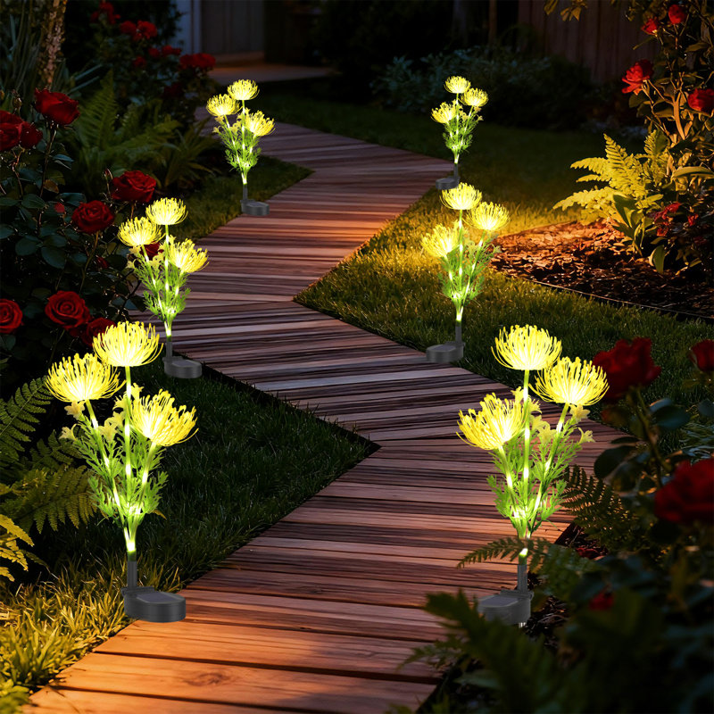 6-Pack 3-Head Solar Spider Lily Light - Yellow