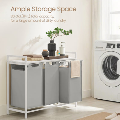 Laundry Hamper with 3 Pull-Out and Removable Bags