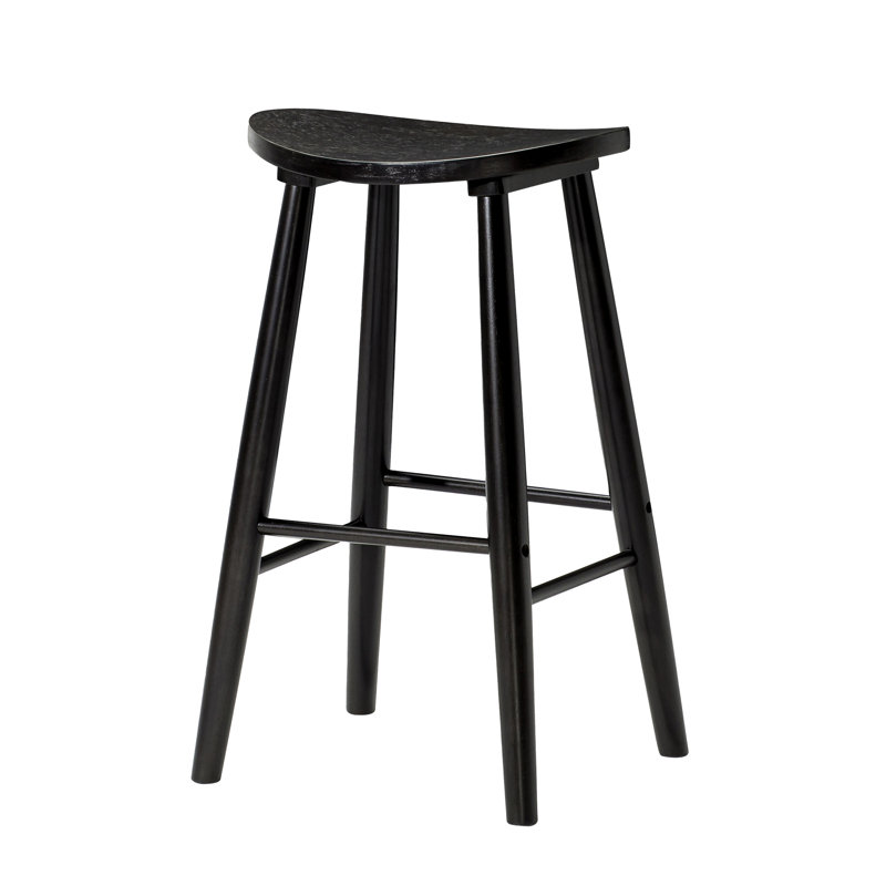 Maven Lane Luna Backless Stool in Wood Finish, Bar Stool (31" Seat Height), Rustic Black