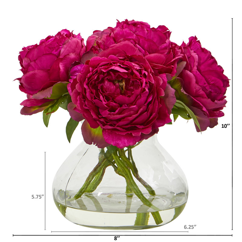 Arrangement floral artificiel pivoines à vase, Orchidée