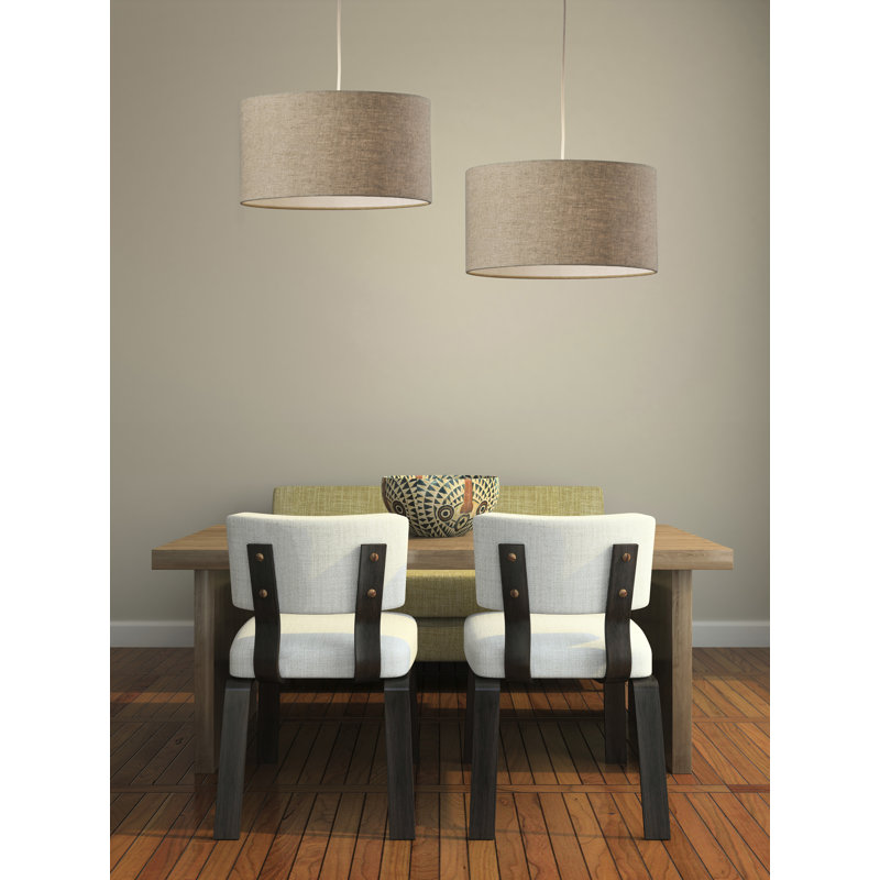 Luminaire suspendu tambour simple à 1 lumière Elraine, Toile de jute