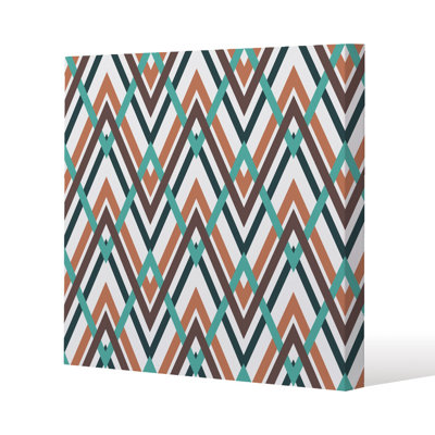 Coloured Geometric Zig Zag Slim Style Canvas Print , 15mm Slim Real wood.
