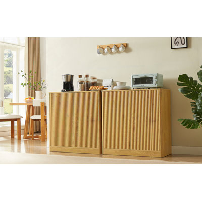Buffet ondulé moderne de 31,5 pouces, armoire de rangement incurvée de conception contournée, armoire à 2 portes avec fonction de rangement, convenant à la cuisine / chambre à coucher / salon