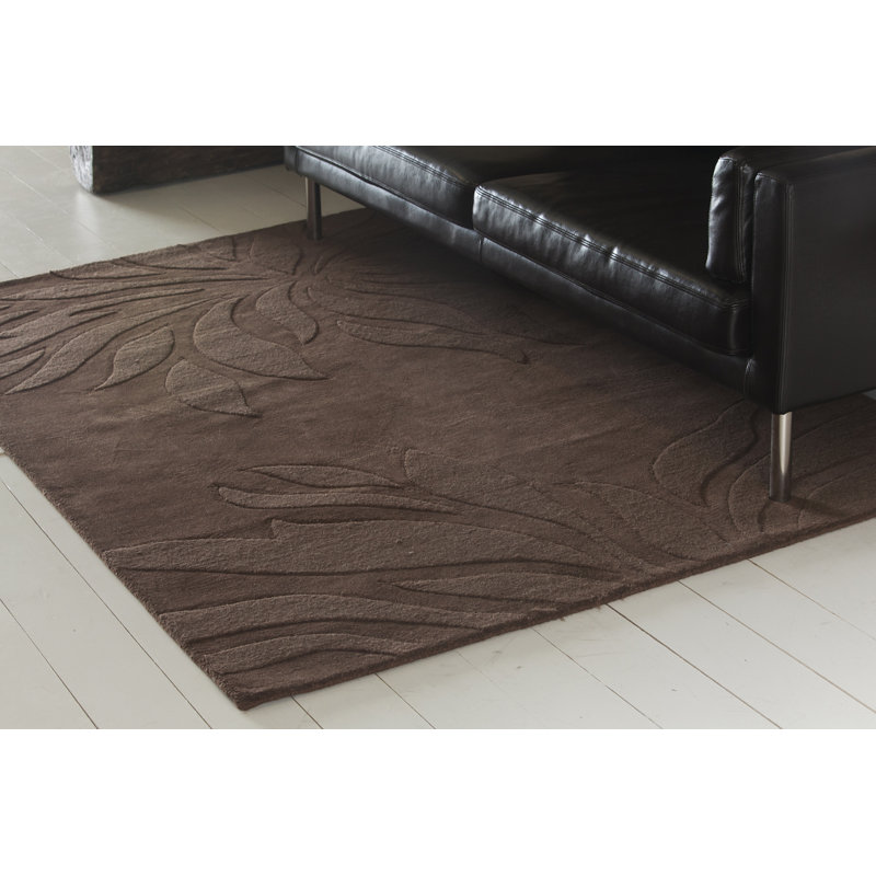 Tapis brun en laine touffeté à la main Worcester, Rectangulaire 7 pi x 10 pi