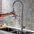 Hot And Cold Kitchen Faucet With Pull Down , Brushed Nickel Surface, Brass Single Handle In Nickel, Functional Sink