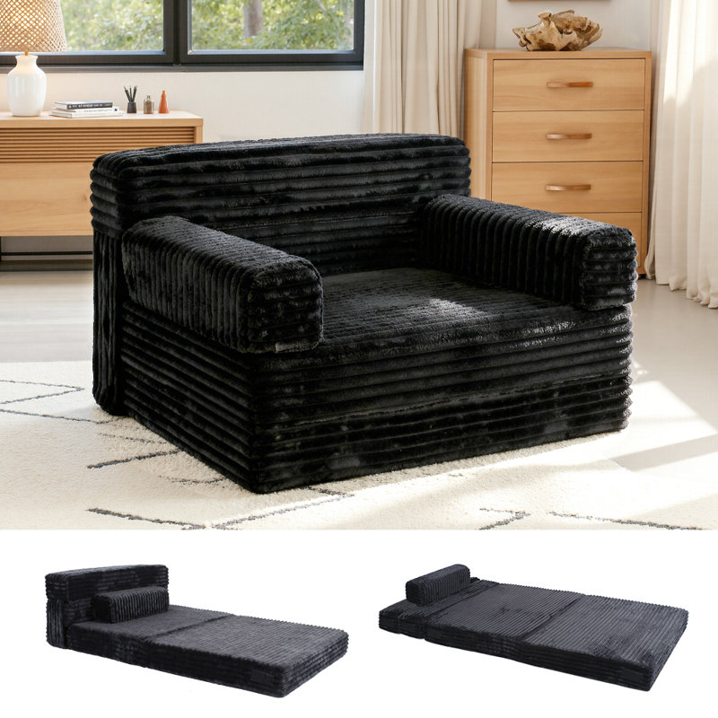 Boneless 22.64" Upholstered Sleeper Sofa Free Combination Sofa Chair Indoor,Plush Chair For Living Room,Green, Black
