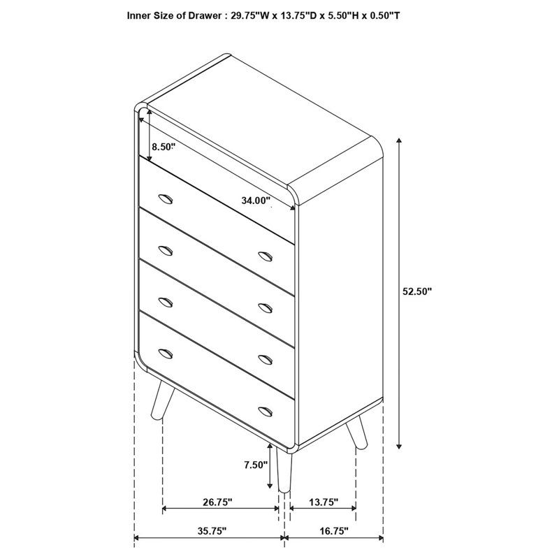 Ensemble de chambre avec grand lit 5 pièces Roxbury, Cinq pièces : Lit, table de chevet, 2 commodes, m, Grand lit
