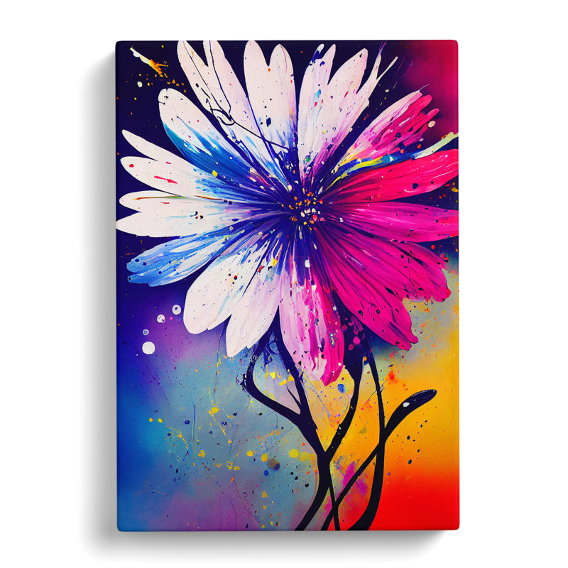 Paint Splat Flower No.5 Abstract - Wrapped Canvas, 50cm H x 35cm W x 3cm D