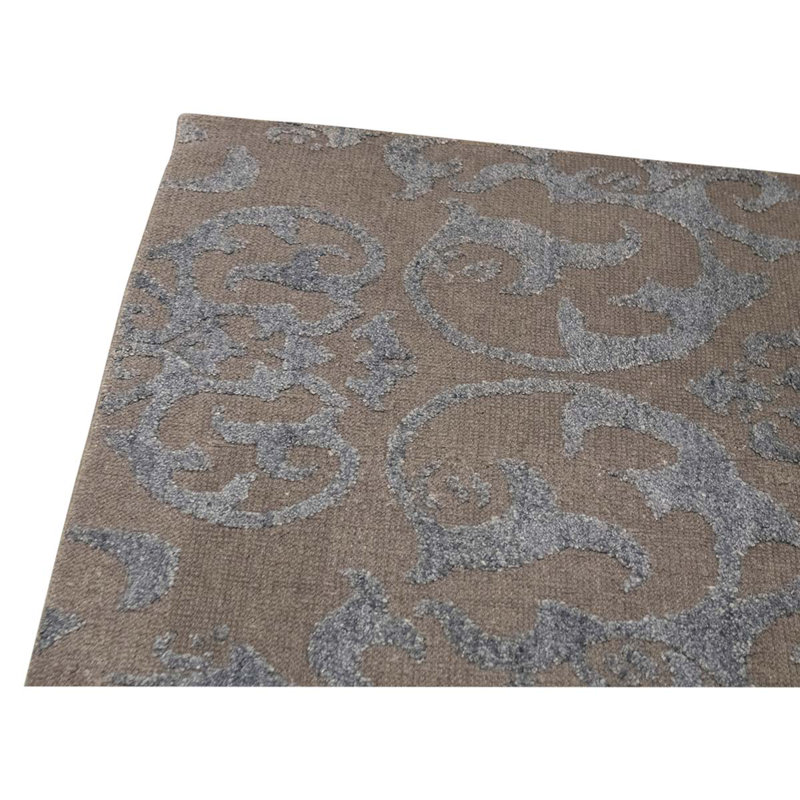 Tapis gris / brun noué à la main de qualité unique en son genre