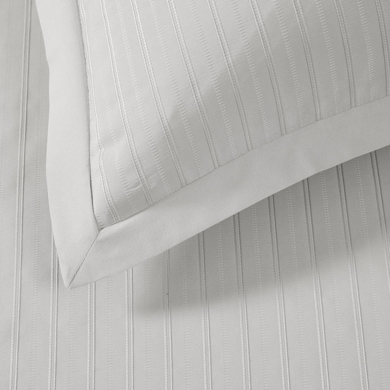 Royal Velvet Olivia Stripe Duvet Set, Queen Duvet Cover  + 2 Standard Shams, Gray