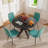 5-Piece Round Glass Dining Table Set with 4 Velvet Dining Chairs-1135400315-1135400317-1135400307